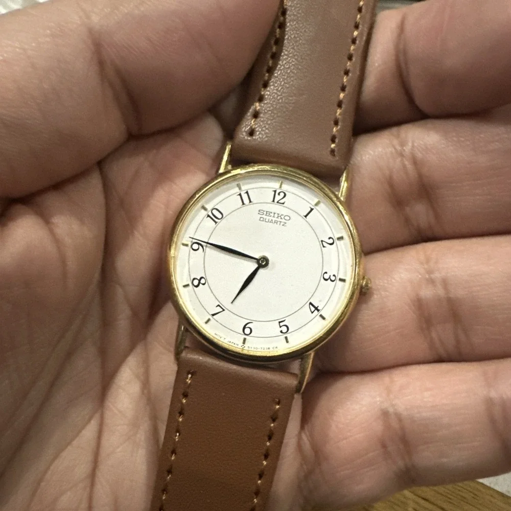 Working VTG Seiko 5Y30-7000 Rare Dial Mens Watch MONTRE OROLOGIO 31mm Brown 7.5